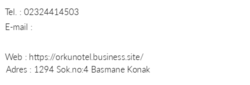 Orkun Otel Basmane telefon numaralar, faks, e-mail, posta adresi ve iletiim bilgileri